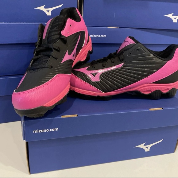 Mizuno 9-Spike Pink Black Advanced Softball Cleats Youth Franchise 7* (Women’s) - Picture 1 of 2